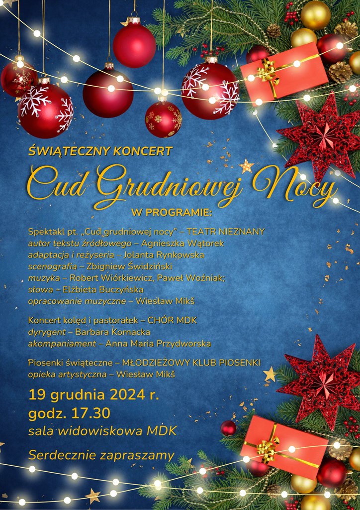 202412 Świąteczny koncert Cud Grudniowej Nocy plakat